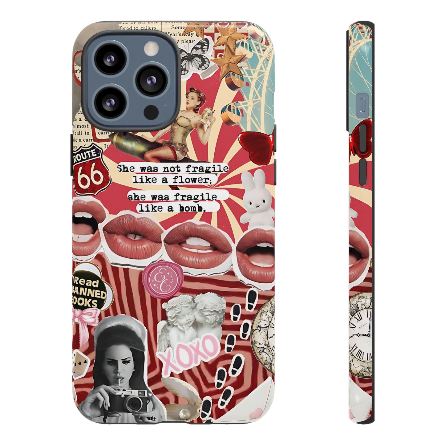 Feminine Aesthetic Retro Collage Tough Phone Case