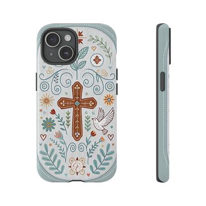 Christian Cross Floral Tough Phone Case