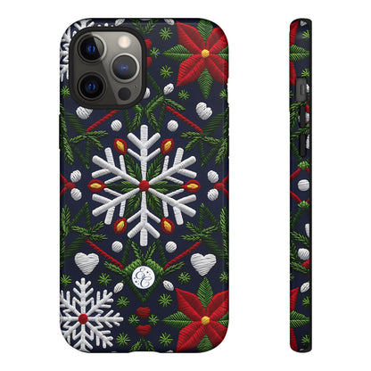 Snowflakes and Poinsettias Tough Phone Case