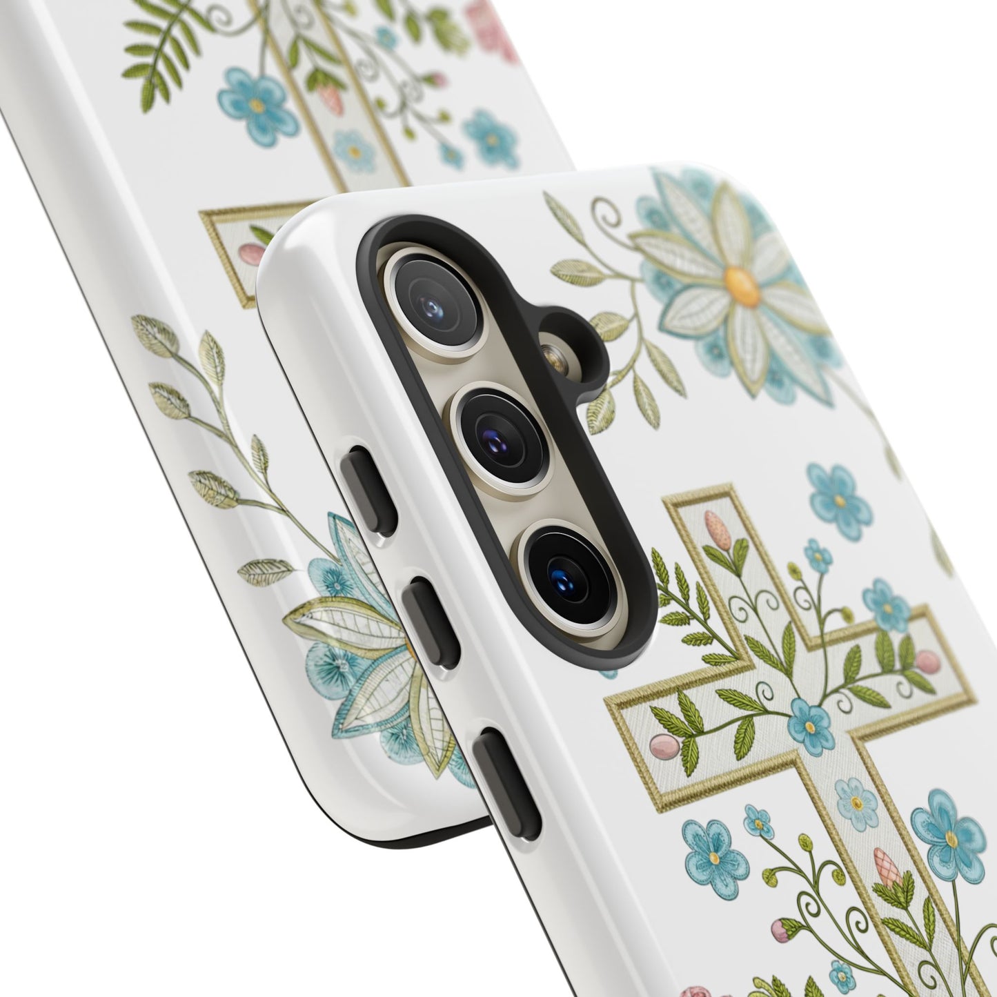 Vintage Easter Floral Cross Tough Phone Case