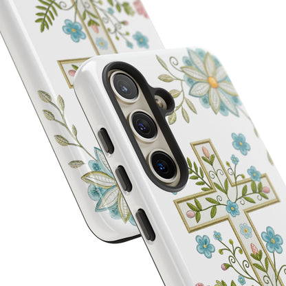 Vintage Easter Floral Cross Tough Phone Case