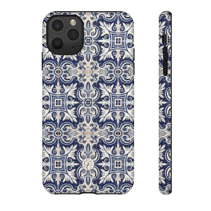 Mediterranean Floral Ceramic Pattern Tough Phone Case