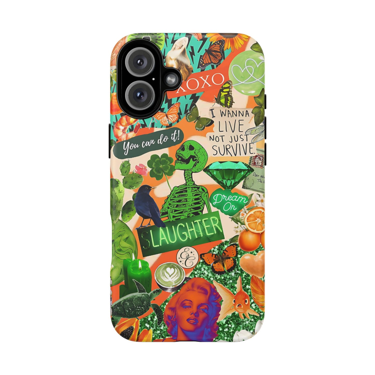 Green and Orange Collage Tough Phone Case