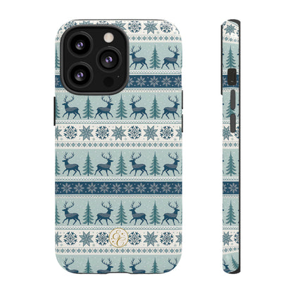 Blue Winter Reindeer Tough Phone Case