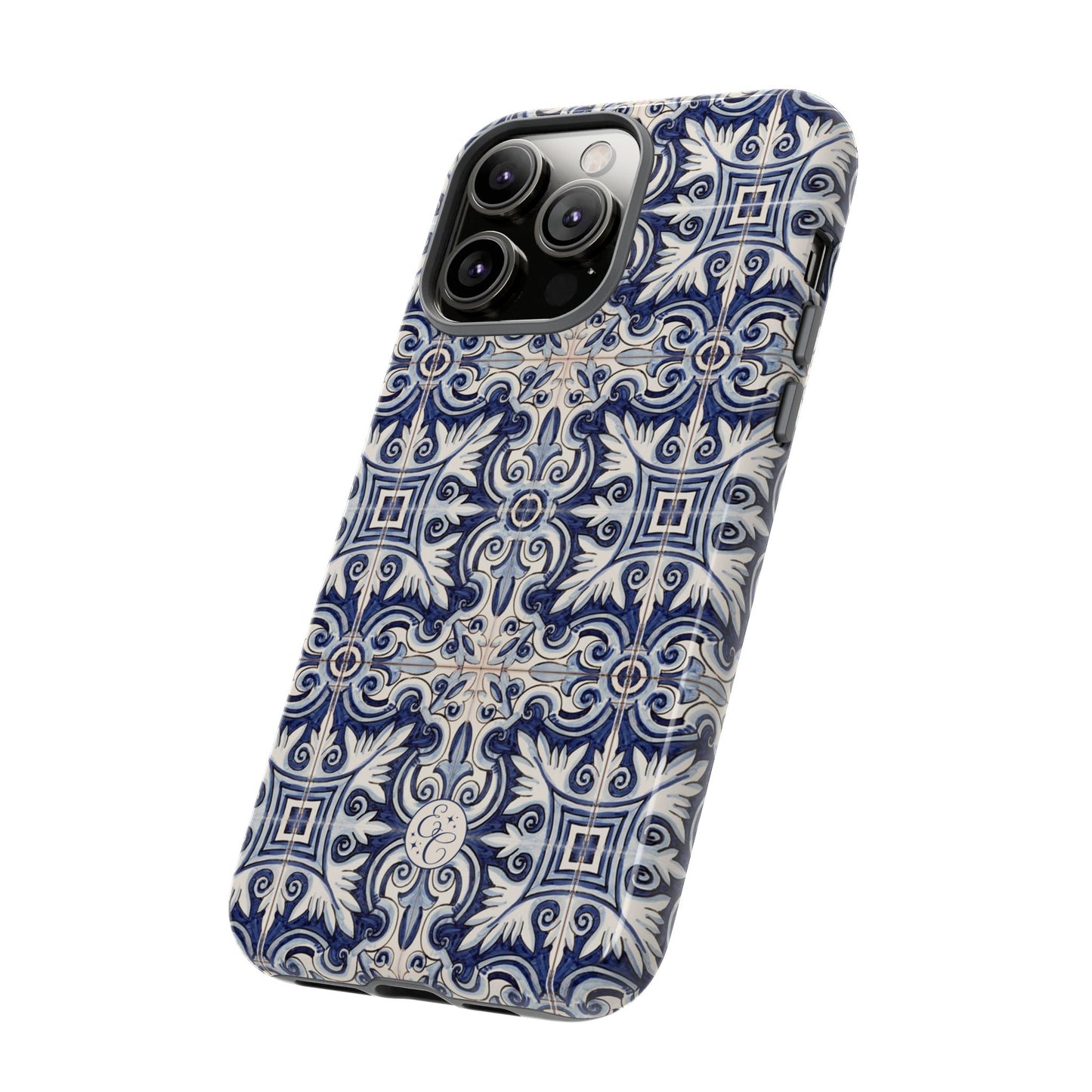 Mediterranean Floral Ceramic Pattern Tough Phone Case