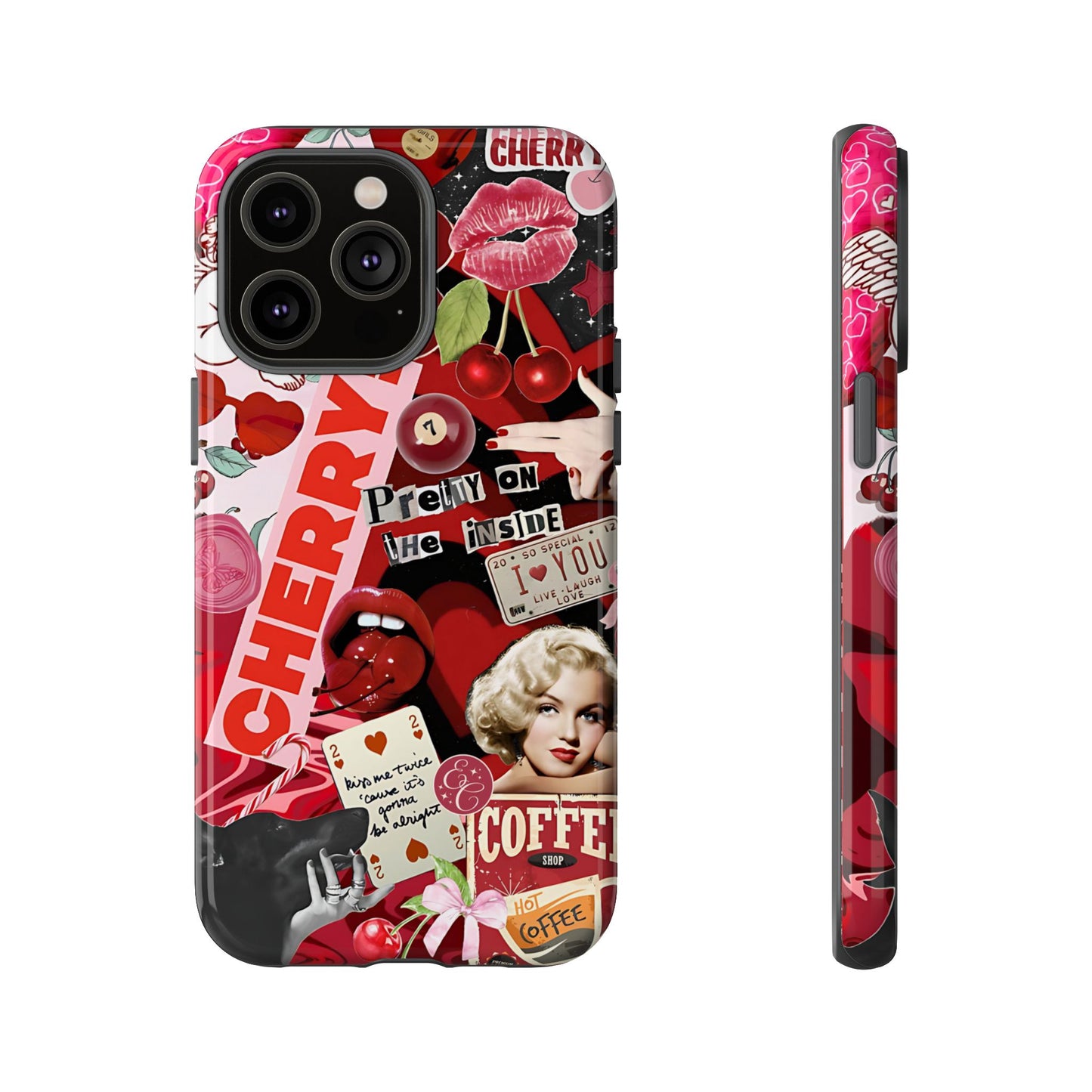 Cherry Theme Retro Collage Tough Phone Case