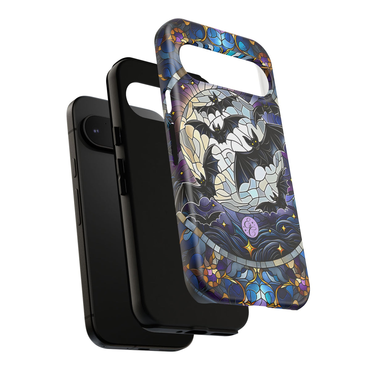 Midnight Bats Stained Glass Halloween Phone Case
