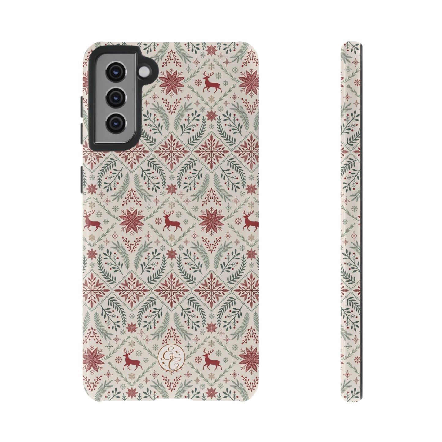 Red Reindeer Christmas Pattern Tough Phone Case