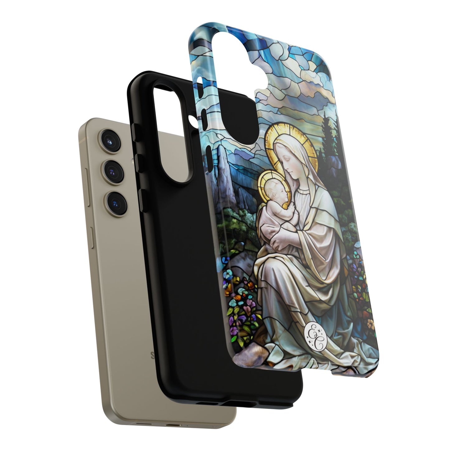Virgin Mary with Baby Jesus Stained Glass Tough Phone Case