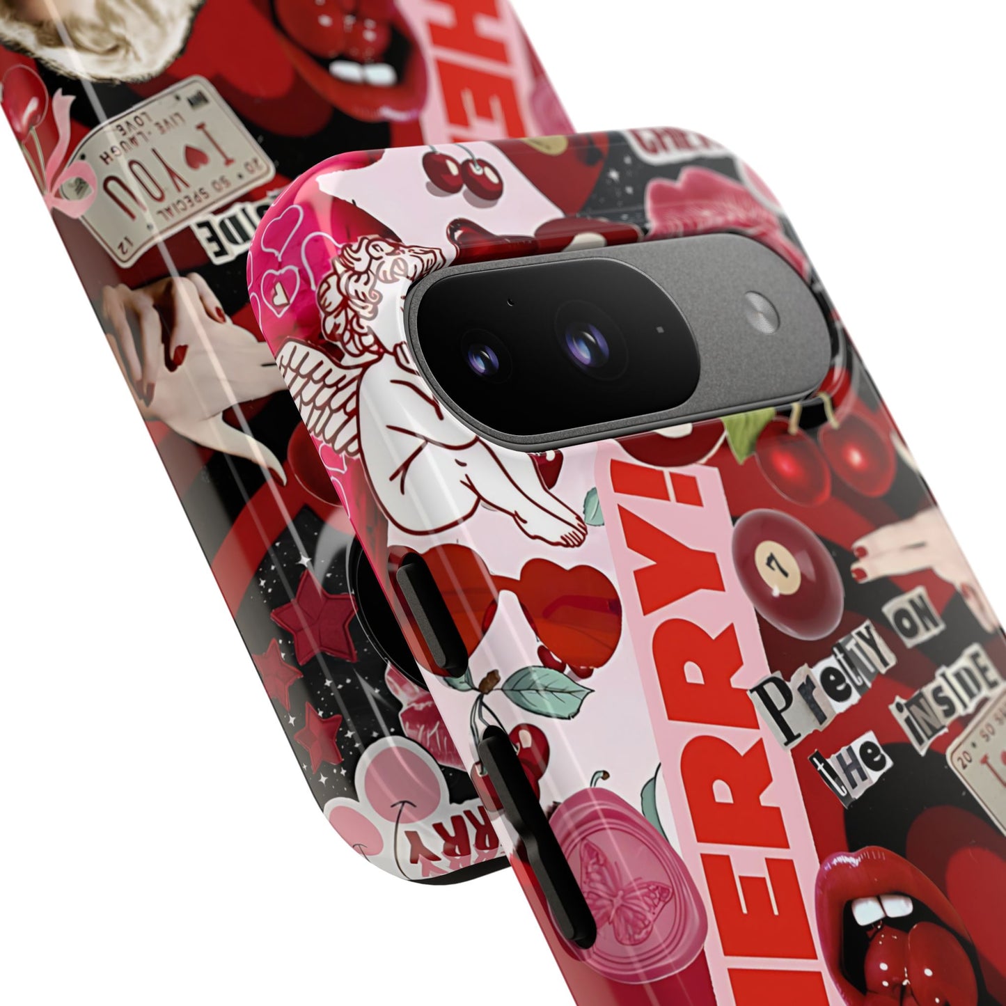Cherry Theme Retro Collage Tough Phone Case