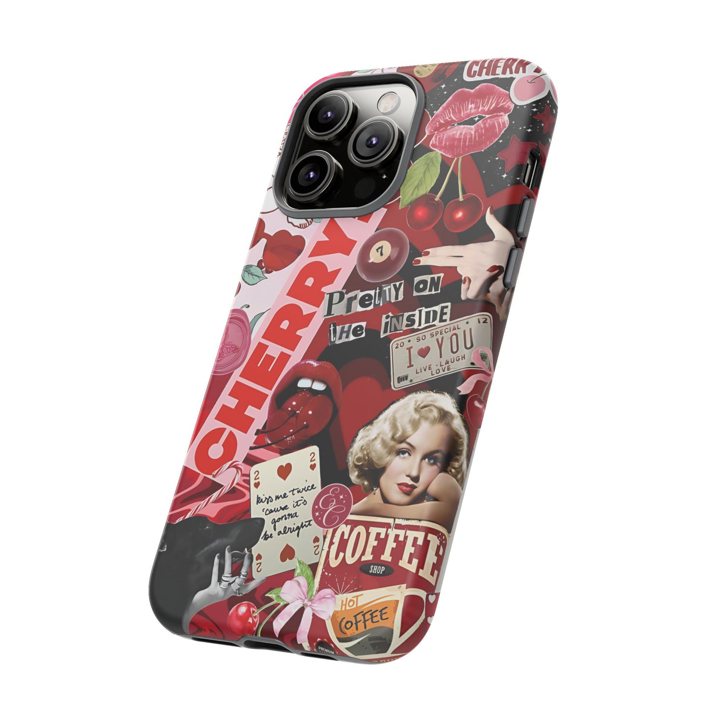 Cherry Theme Retro Collage Tough Phone Case