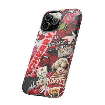 Cherry Theme Retro Collage Tough Phone Case