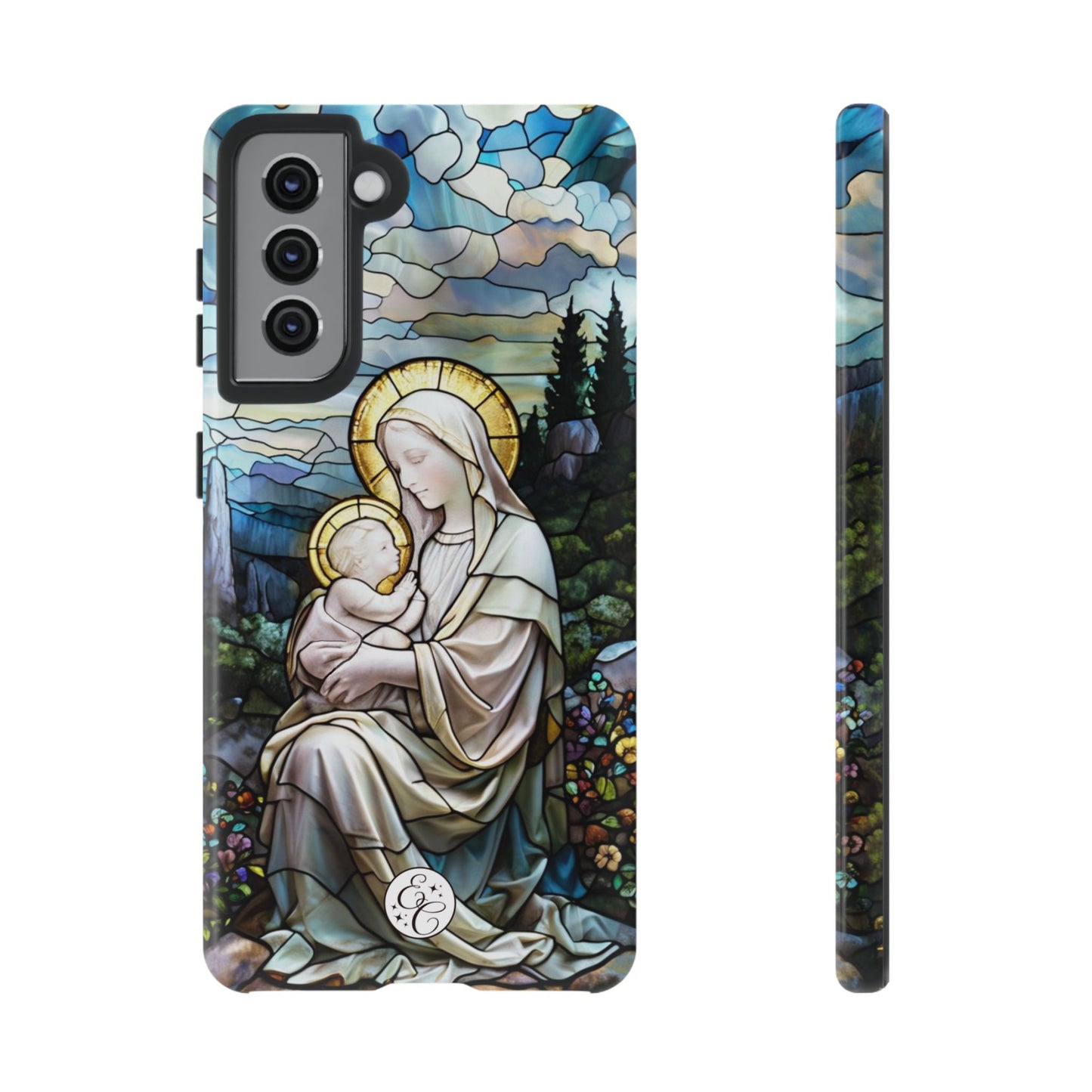 Virgin Mary with Baby Jesus Stained Glass Tough Phone Case