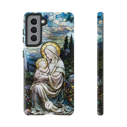 Virgin Mary with Baby Jesus Stained Glass Tough Phone Case