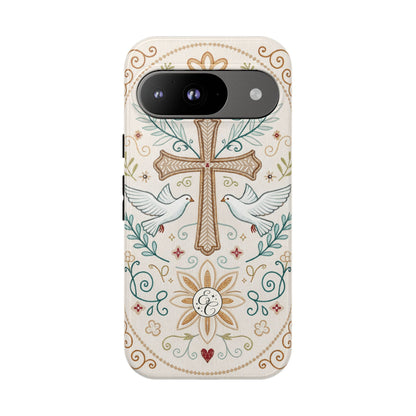 Christian Cross and Doves Tough Phone Case
