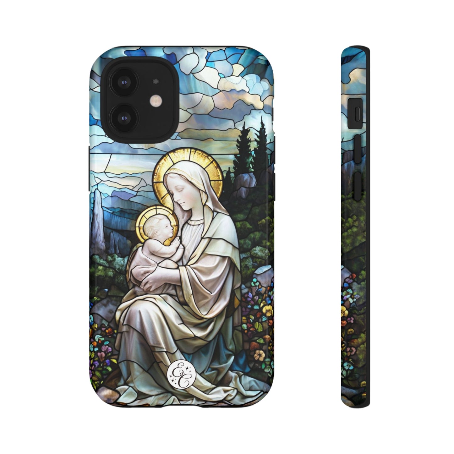 Virgin Mary with Baby Jesus Stained Glass Tough Phone Case