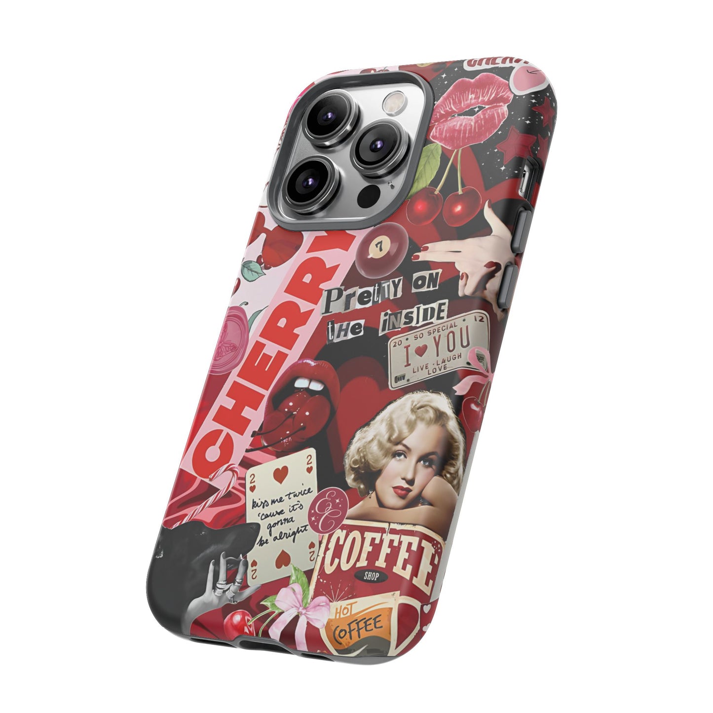 Cherry Theme Retro Collage Tough Phone Case