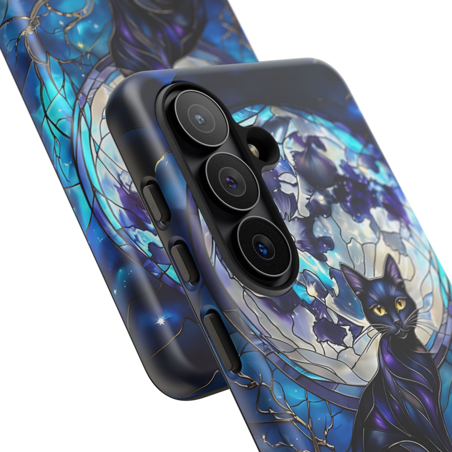 Stained Glass Black Cat Tough Phone Case