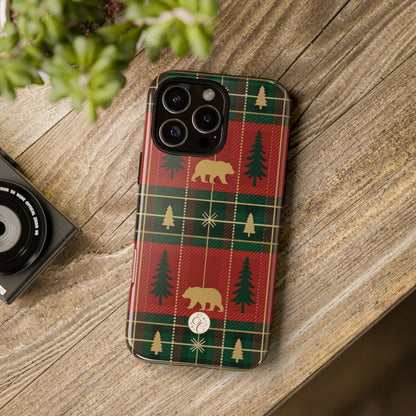 Christmas Bear Plaid Tough Phone Case