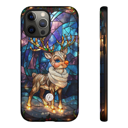 Cute Reindeer Stained Glass Tough Phone Case