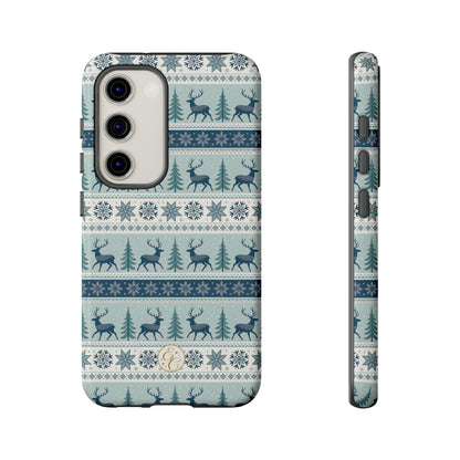 Blue Winter Reindeer Tough Phone Case