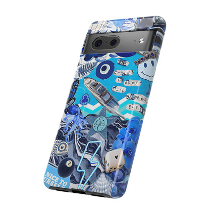 Eclectic Blue Collage Tough Phone Case