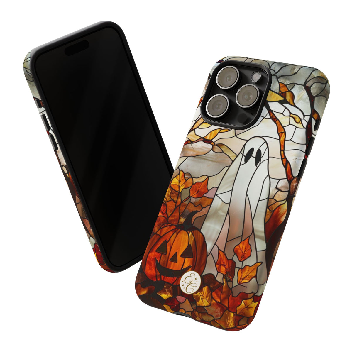 Ghost & Pumpkin Stained Glass Halloween Phone Case