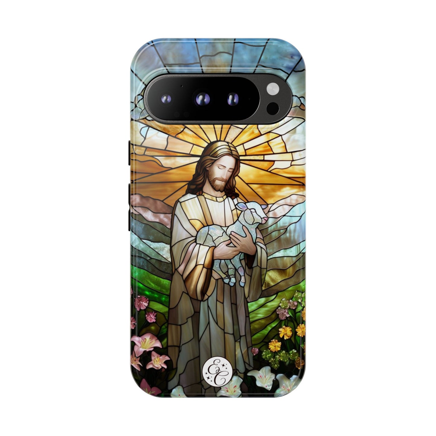 Jesus Holding a Lamb Stained Glass Tough Phone Case