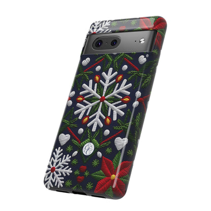 Snowflakes and Poinsettias Tough Phone Case