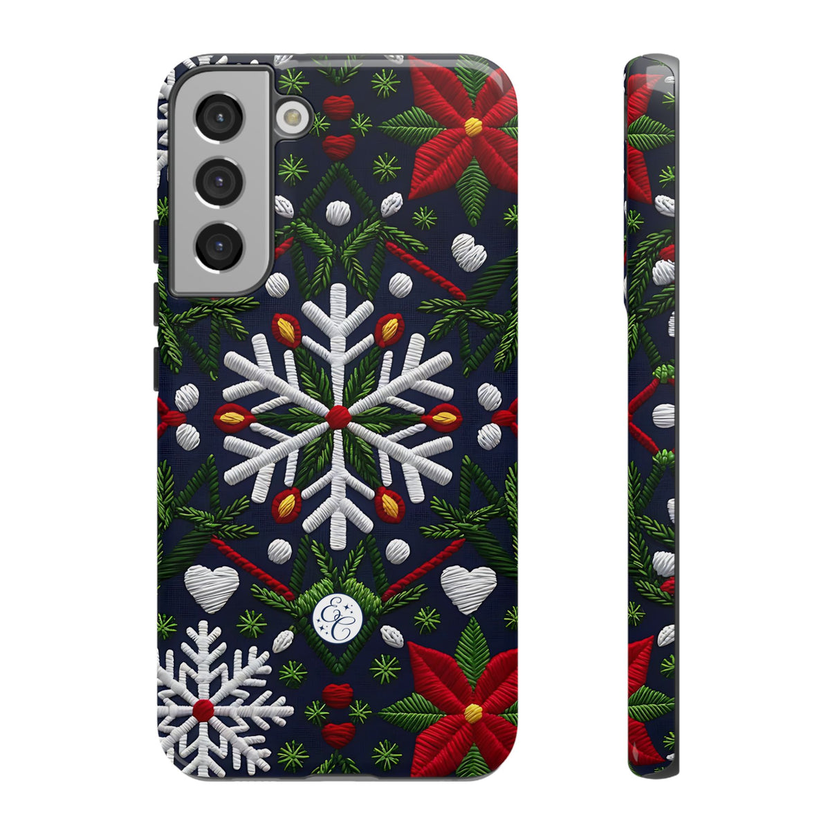 Snowflakes and Poinsettias Phone Case
