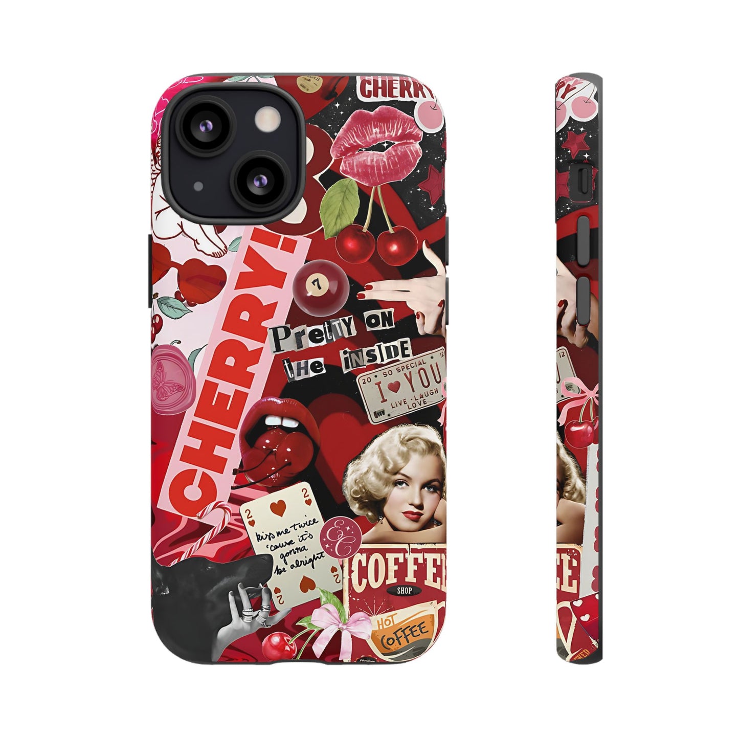 Cherry Theme Retro Collage Tough Phone Case