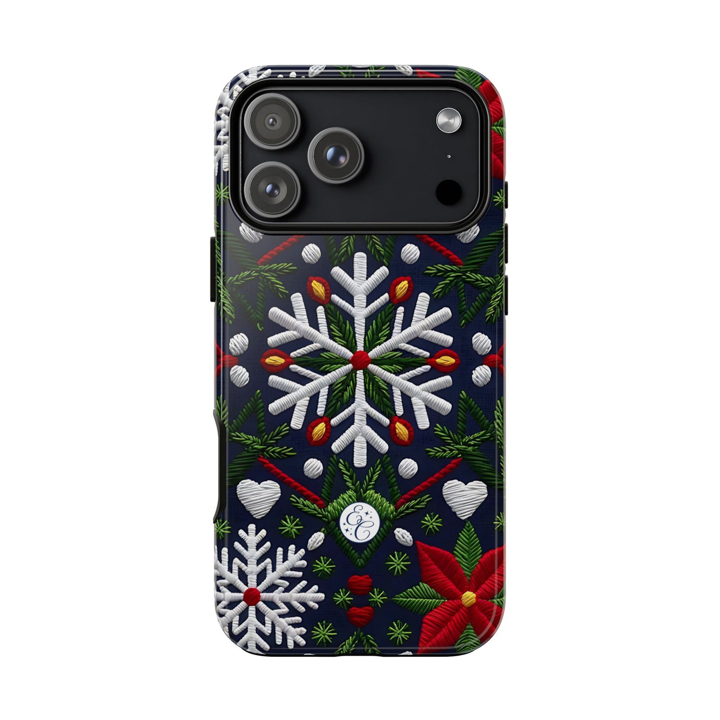 Snowflakes and Poinsettias Tough Phone Case
