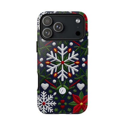 Snowflakes and Poinsettias Tough Phone Case