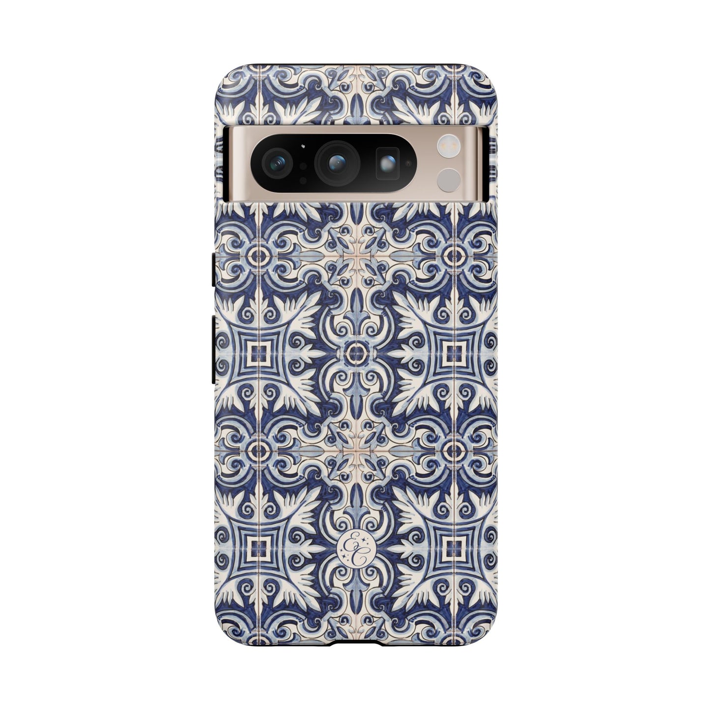 Mediterranean Floral Ceramic Pattern Tough Phone Case