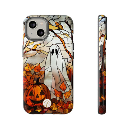Halloween Ghost & Pumpkin Stained Glass Tough Phone Case
