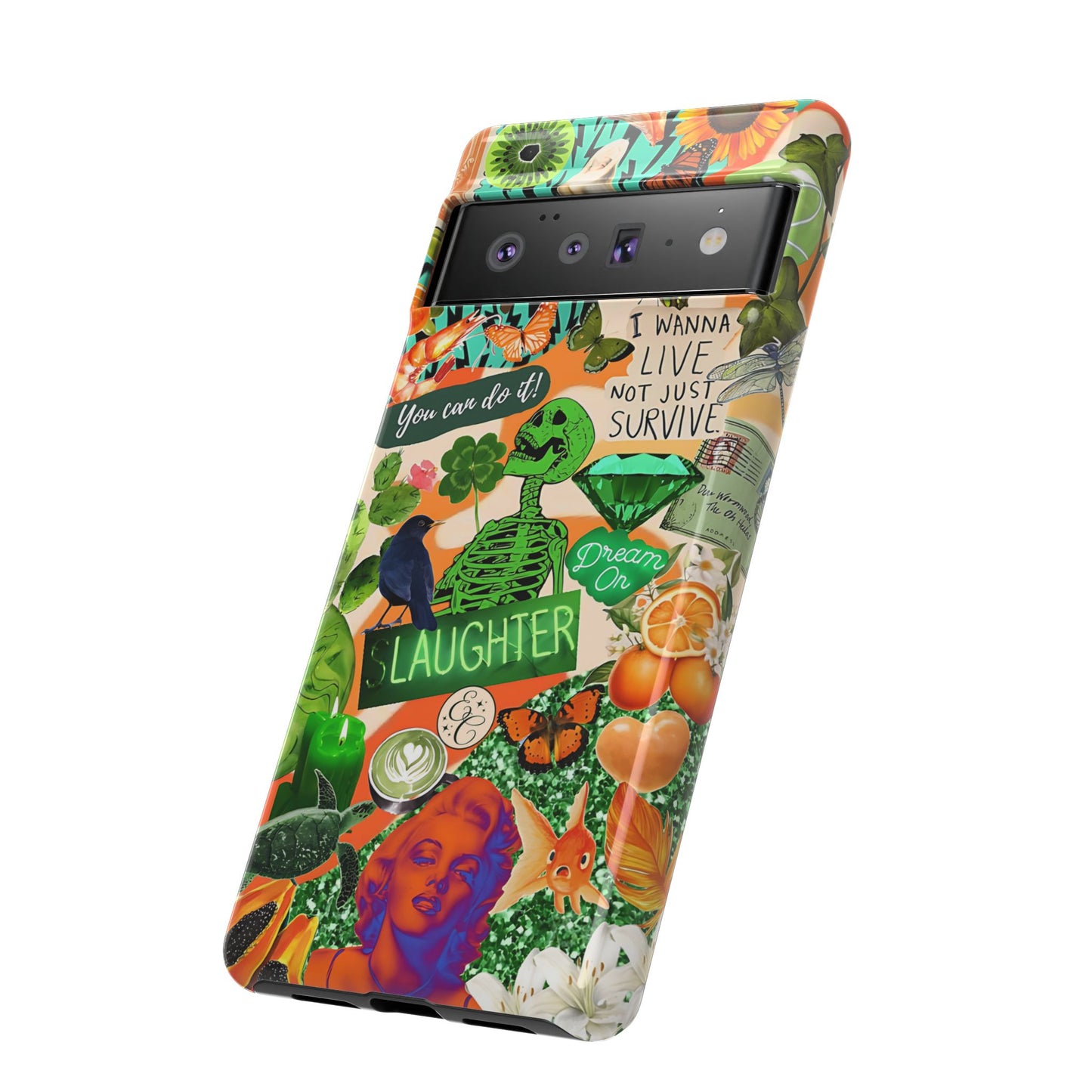 Green and Orange Collage Tough Phone Case