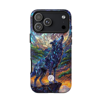 Moonlit Wolf Stained Glass Halloween Phone Case