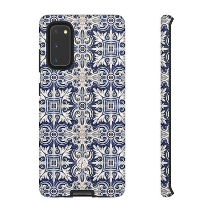 Mediterranean Floral Ceramic Pattern Tough Phone Case