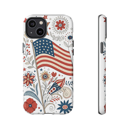 Boho USA Flag Floral Tough Phone Case