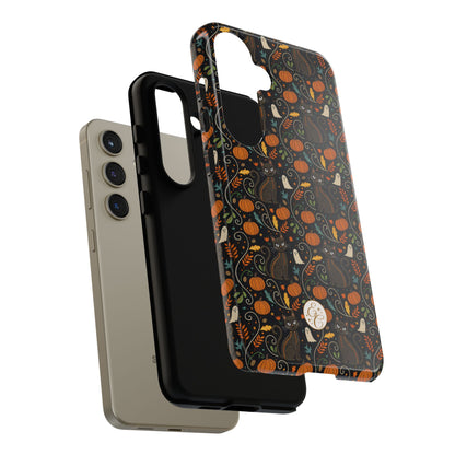 Boho Halloween Black Cat Pattern Tough Phone Case