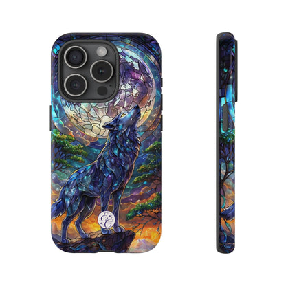 Moonlit Wolf Stained Glass Halloween Phone Case