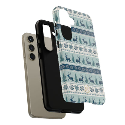 Blue Winter Reindeer Tough Phone Case
