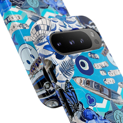 Eclectic Blue Collage Tough Phone Case