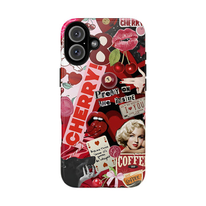 Cherry Theme Retro Collage Tough Phone Case