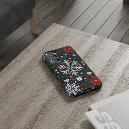 Snowflakes and Poinsettias Tough Phone Case