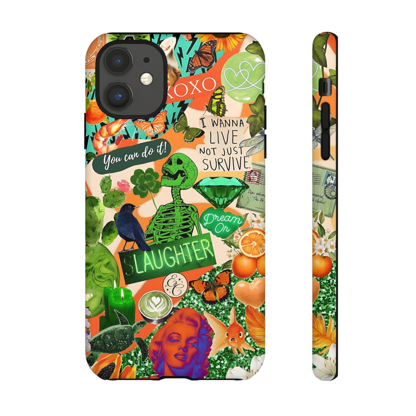 Green and Orange Collage Tough Phone Case