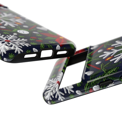 Snowflakes and Poinsettias Phone Case