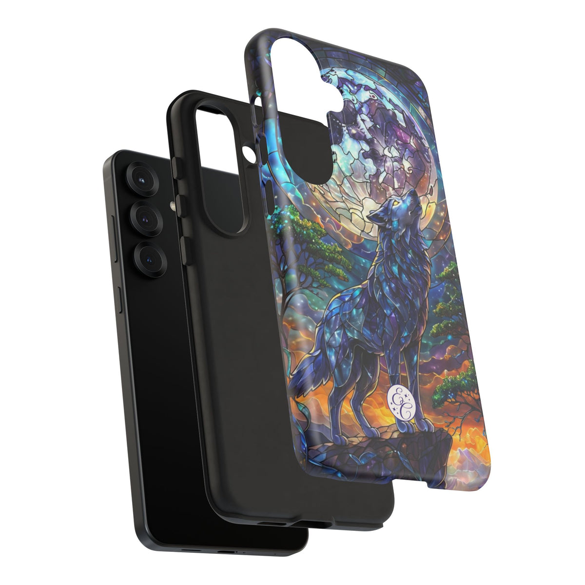 Moonlit Wolf Stained Glass Halloween Phone Case