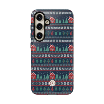 Winter Cottage Pattern Tough Phone Case
