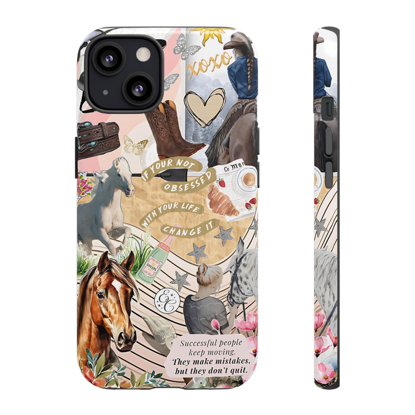 Equestrian Cowgirl Collage Tough Phone Case